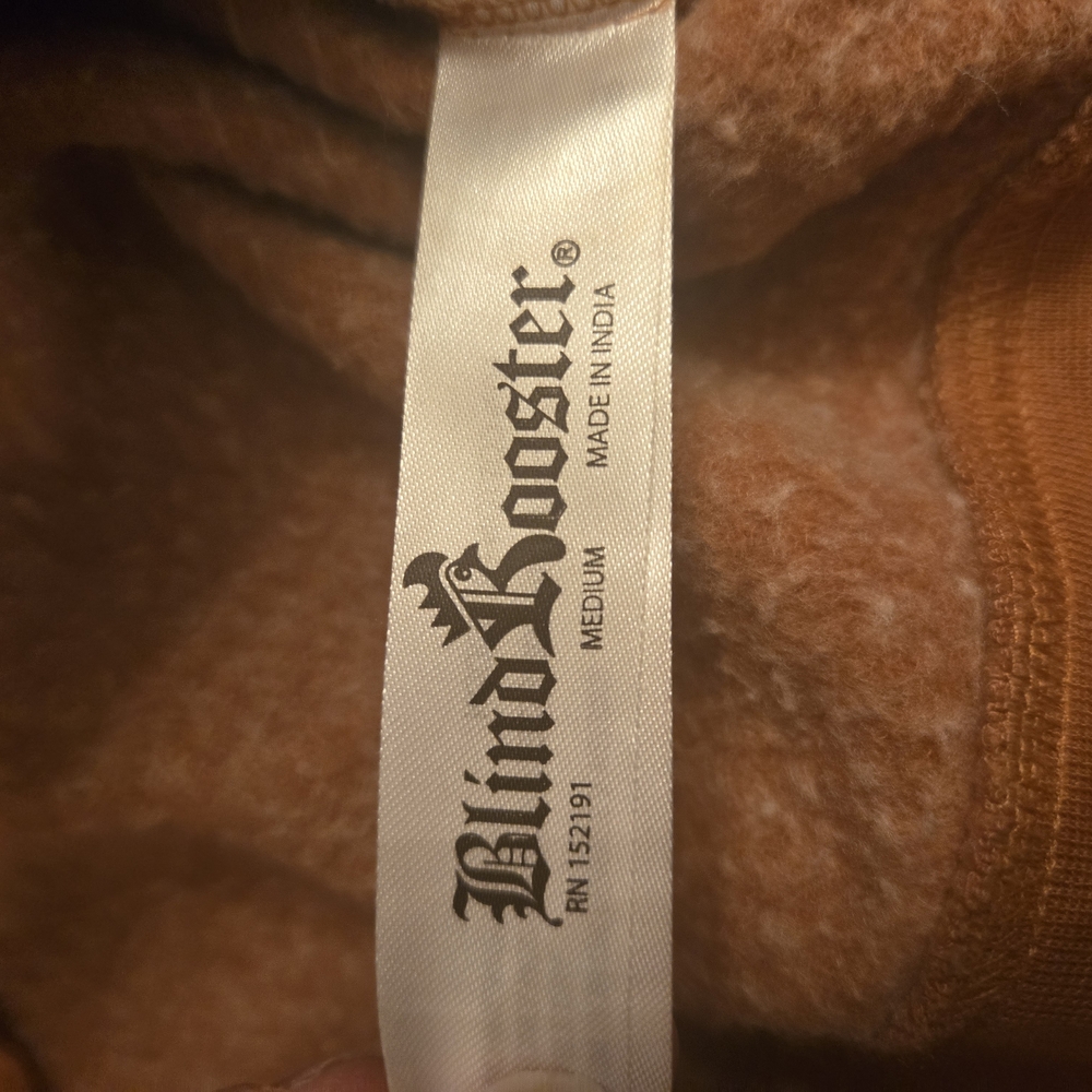 Blind Rooster Embroidered Front Hoodie- Amber Brown - Picture 5 of 5